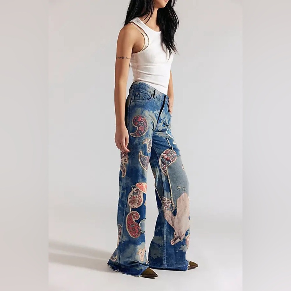 NWT We The Free Flying High Patched Jeans ~Free Bird~ - Picture 3 of 6